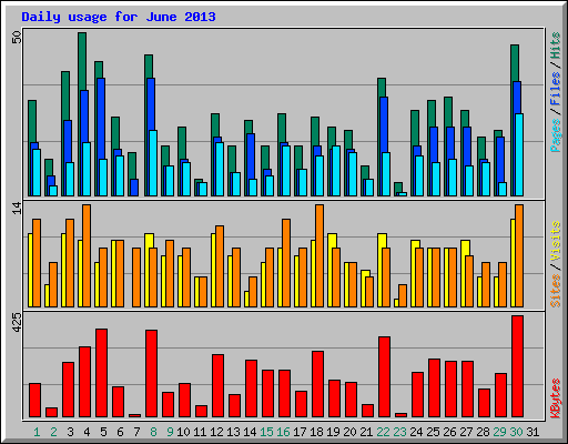 Daily usage for June 2013