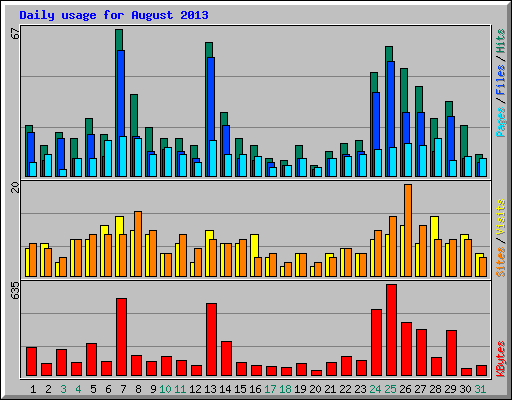 Daily usage for August 2013