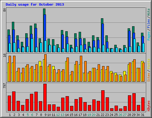 Daily usage for October 2013